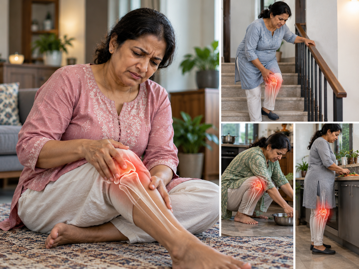 Woman over 50 experiencing severe knee pain from osteoarthritis