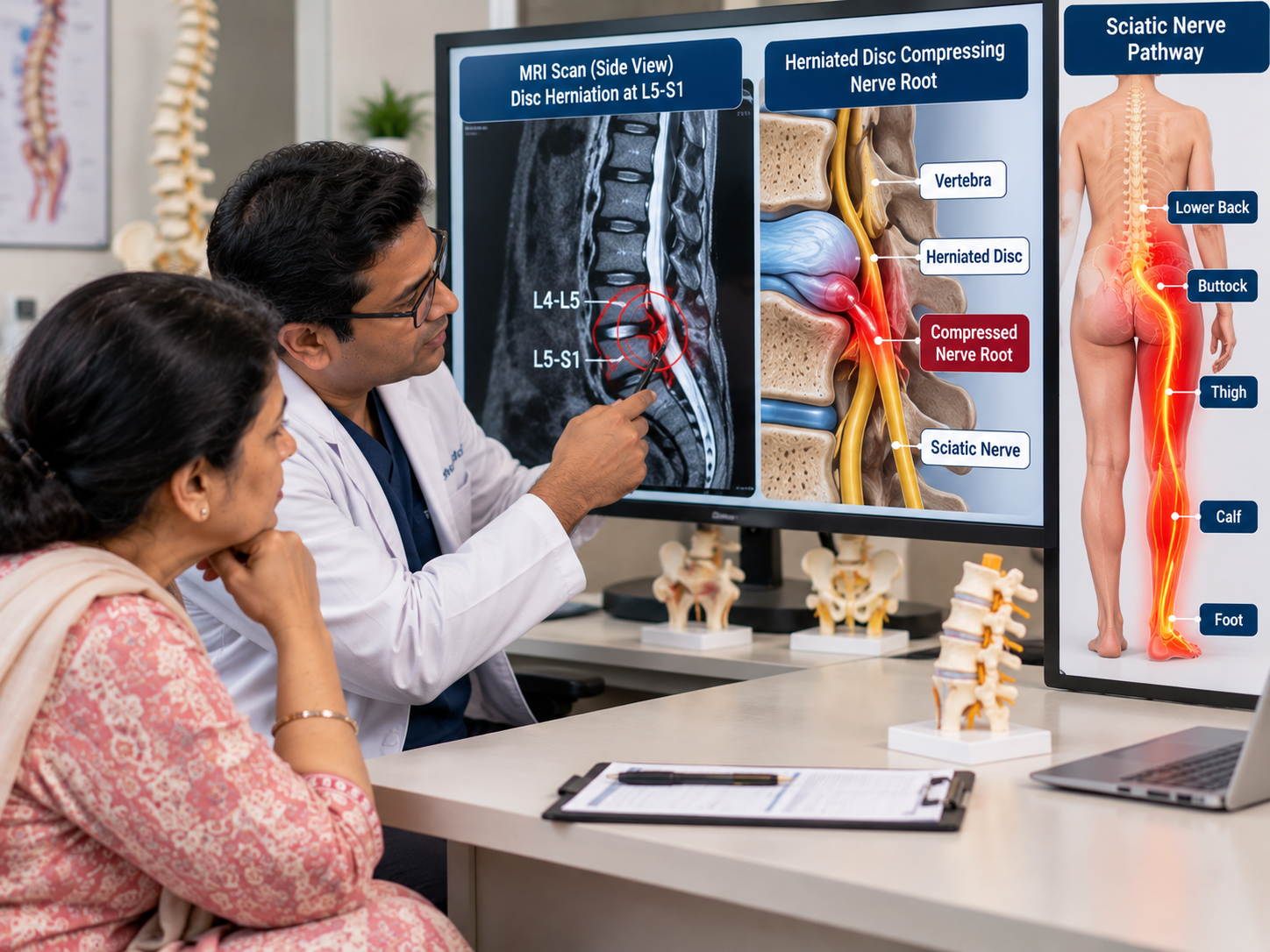 Non-surgical sciatica treatments including nerve root block and ozone therapy